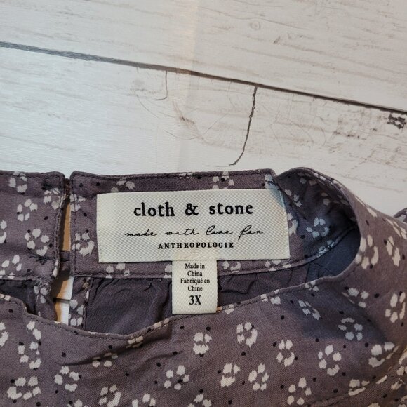 Anthropologie Cloth & Stone Women Plus 3X Liana Tank Top Blouse Gray Floral Mock - Picture 6 of 10